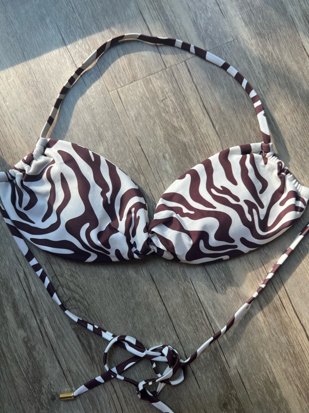 Monday Swim Tamarama Bikini Top Zebra Size M